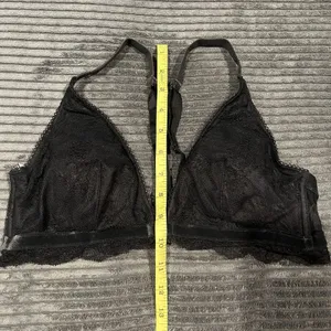 Victoria’s Secret Bralette black large velvet trim lace front Closure EUC thumbnail 7