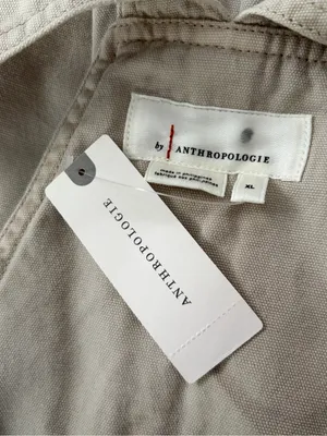 Anthropologie cream Wideleg carpenter summer overalls jumpsuit size xl NWT thumbnail 9