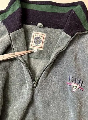 Vintage unisex Vail, CO Green XL Terrycloth Pullover Quarter Zip thumbnail 1