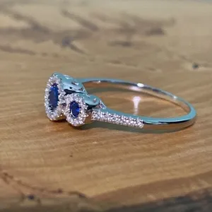 925 Sterling Silver Sapphire Halo Ring Size 9.75 thumbnail 2