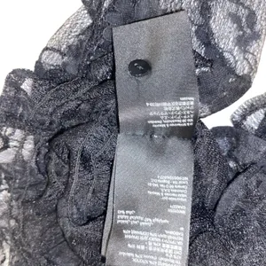H&M Black Lace Puff Sleeve Top Sheer Romantic Coquette Going Out Blouse thumbnail 6