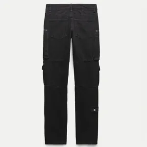 Zara The Slim Cargo in Black Denim Jeans Sz 34 NWT Slim Leg Mid Rise thumbnail 4