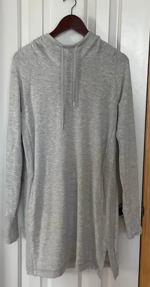 Hayes Sweatshirt Hoodie Midi Dress/Tunic Lt Heathered Gray thumbnail 3