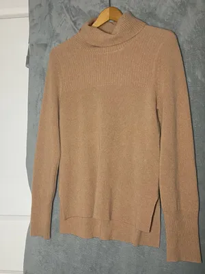 Women’s Camel Turtleneck Sweater Classic Cozy Knit Cashmere Fall Capsule Minimal thumbnail 1