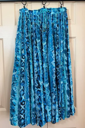 Vintage Broomstick Maxi Skirt Blue Geometric Cotton Huntington Ridge Size Medium thumbnail 1