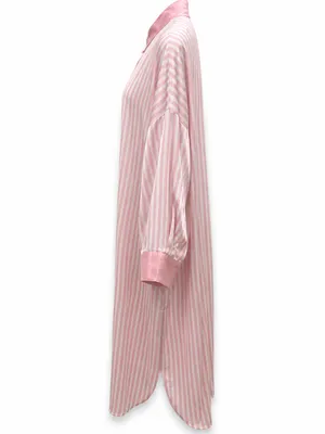 Show Me Your Mumu Harlow robe pink satin stripe coquette glam loungewear chic OS thumbnail 4