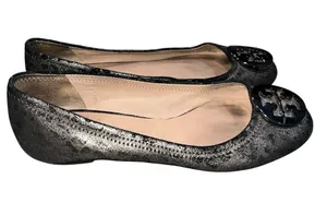 Tory Burch Reva Leopard Metallic Print Leather Ballet Flats Shoes size 7.5 thumbnail 4