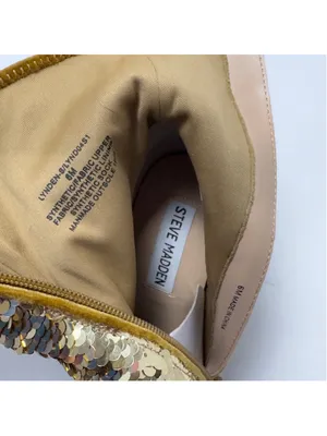 Steve Madden Georgia Gold Sequin Side Zip Ankle Boots Size 6 thumbnail 5