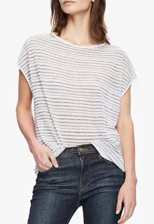 NWT Theory Low Back Striped Pullover Knit Top thumbnail 1