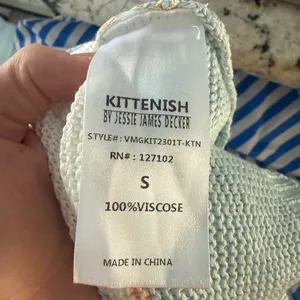 KITTENISH Blue Cream Striped Cropped Knit Sweater Women’s Small thumbnail 7