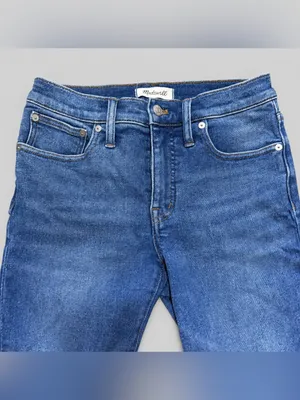 Madewell Cali Demi-Boot Jeans 28P Petite High Rise Raw Hem Medium Wash Classic thumbnail 5