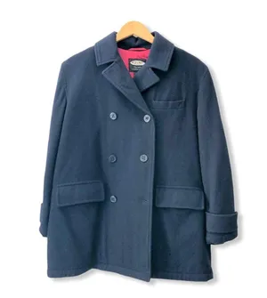 Double Breasted Classic Navy Blue Wool Peacoat, sz. XS thumbnail 2