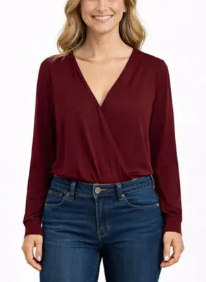 Bcbg Generation burgundy wrap bodysuit top M Red Size M thumbnail 1