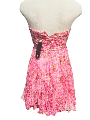 Lulus Radiantly Sweet White and Pink Floral Halter Mini Dress. Size Medium NWT thumbnail 4