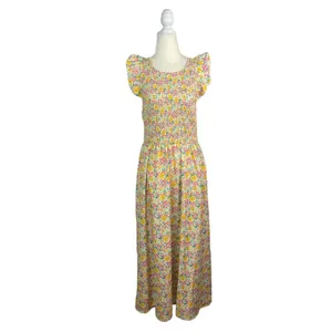 Anthropologie Cool Mode Ditsy Floral Smocked Bodice Midi Dress - Size L | Large thumbnail 2