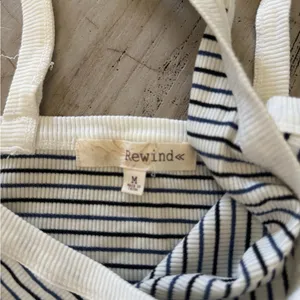 Rewind Black and White Striped Ribbed Halter Tank thumbnail 3