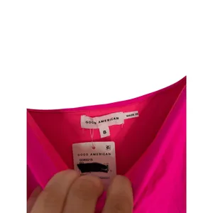 Good American Hot Pink Neon Dress Size‎ 8 Ruched Side Slit Spaghetti Strap NEW thumbnail 4
