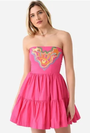 Alemais Celeste Cotton Mini Dress Pink US 2 thumbnail 1