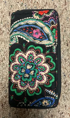 Vera Bradley Kiev Paisley Black Multicolor Floral Wallet thumbnail 1