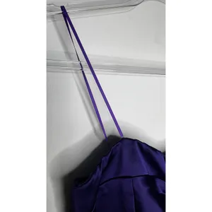 Vintage 1990s Cache Purple Satin Ruched Strapless Mini Dress XS thumbnail 9