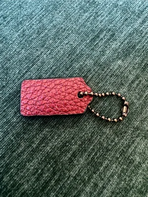 Coach Leather Key Chain Charm Hang Tag Metallic Red With Gray Hardware thumbnail 2