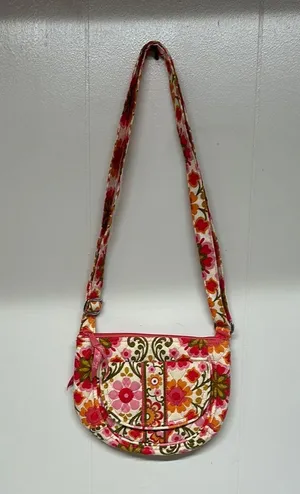 Vera Bradley Folkloric Lizzy Saddle Bag Crossbody Bag Travel Pink Yellow Retro thumbnail 9