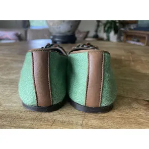 J.Crew Women’s Green Wool Ballet Flats Leather Lining and Chain Detail, Sz 7 thumbnail 10