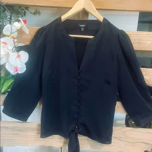 Express Women's Modern  Black Button Down Blouse  Size M thumbnail 1