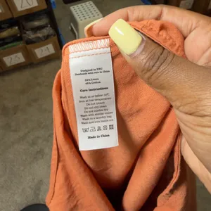 Shiny by Nature Womes Linen Overalls Canyon Orange Wide Leg Square Neck Bib thumbnail 7