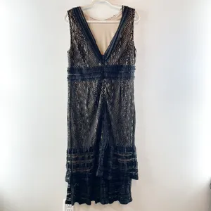 Lulus Garden Soirée Lace Sleeveless Tiered Midi Cocktail Dress Black XL thumbnail 3