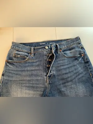 Old Navy Light Blue High-Rise Sky-Hi A-Line Jeans thumbnail 4