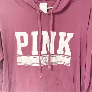 Victorias Secret Pink‎ Medium Burgundy Maroon Spell Out Hooded Sweatshirt thumbnail 2