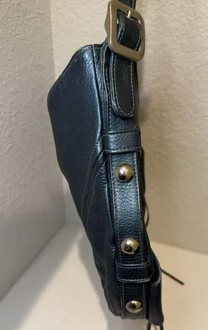 Botkier TRIGGER Mermaid Blue Moto Leather Hobo Shoulder Bag Studded Fringe thumbnail 10