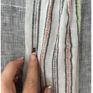 CP Shades Women Grey White Striped 100% Linen Button Down Tunic Top Small thumbnail 7