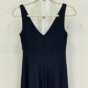 Y2K‎ Tahari Navy Blue 100% Silk V-Neck Empire Waist Maxi Dress Size 6 Minimalist thumbnail 5