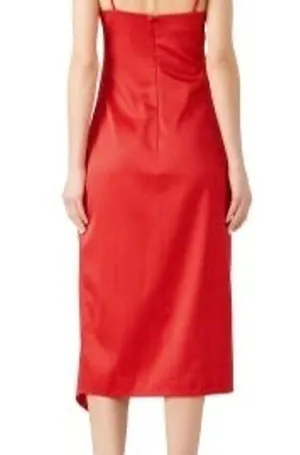 Elliatt Women's Red Satin V-Neckline Sleeveless Satin Midi Dress Size XS thumbnail 2