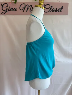 Bevello Teal Halter Tank Top Blouse Size Small thumbnail 3