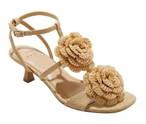 NEW A New Day Womens Esme Floral Crochet Kitten Heels 92979007 Tan Brown 7.5M thumbnail 1