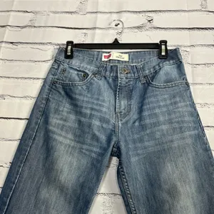 Levi's 514 Blue Straight Leg Jeans Classic SZ 29/29 Bootcut Distressed High Rise thumbnail 6