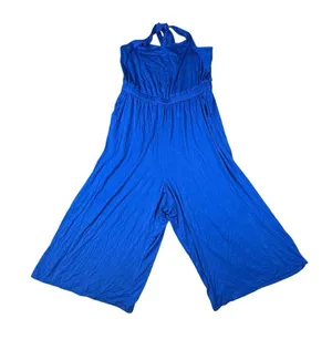 NWT TORRID Jumpsuit Romper Size 1 Blue Sleeveless Halter Tie Top Wide Leg thumbnail 1