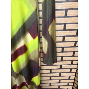 Zara Lime Green Abstract Long Sleeve Open Back‎ Maxi Dress Size Small thumbnail 5