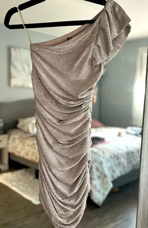 Express gold shimmer dress thumbnail 1