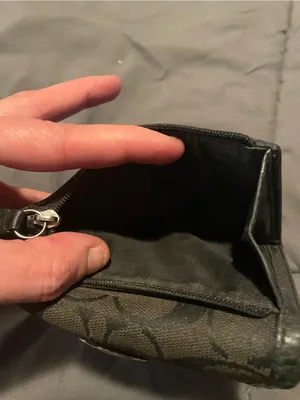 Vintage Coach Black Signature Canvas Trifold Wallet thumbnail 7