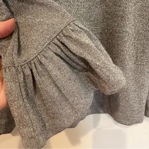 J. Crew Metallic Blouse Ruffle Sleeve Blouse‎ Women's Small Silver Party Holiday thumbnail 5