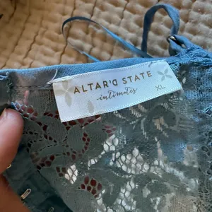 Altar’d State Blue Lace Corset Top thumbnail 2