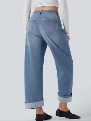 Halara Flex™ Mid Rise Barrel Leg Washed Casual Jeans thumbnail 2