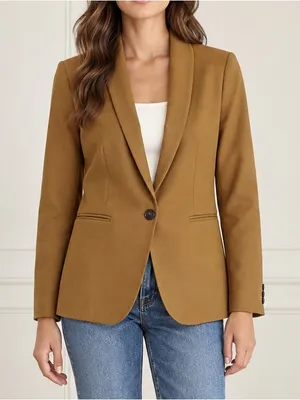 J. Crew Parke Blazer Sz 8P Camel Brown Wool Stretch One Button Career Jacket thumbnail 1