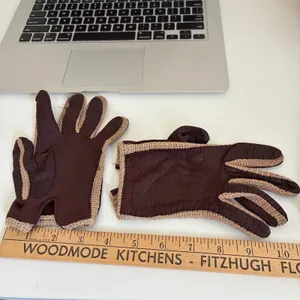 Aigner Vintage Driving Gloves Brown Leather Crochet Made in Italy Size 6.5 /XS/S thumbnail 6