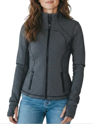 LULULEMON Forme Coco Pique Jacket Sz 8 Black Stretch Athletic Outdoor Yoga Gym thumbnail 1