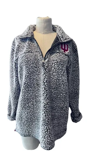 BoxerCraft Indiana Hoosiers Sherpa Fleece Quarter Zip Pullover Sweatshirt Med thumbnail 1